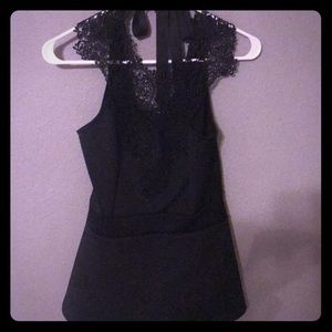 NWT black lace peplum top size L
